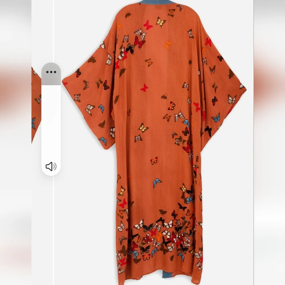 SAACHI BUTTERFLY LONGLINE  DUSTER IN RUST BROWN /ONE SIZE